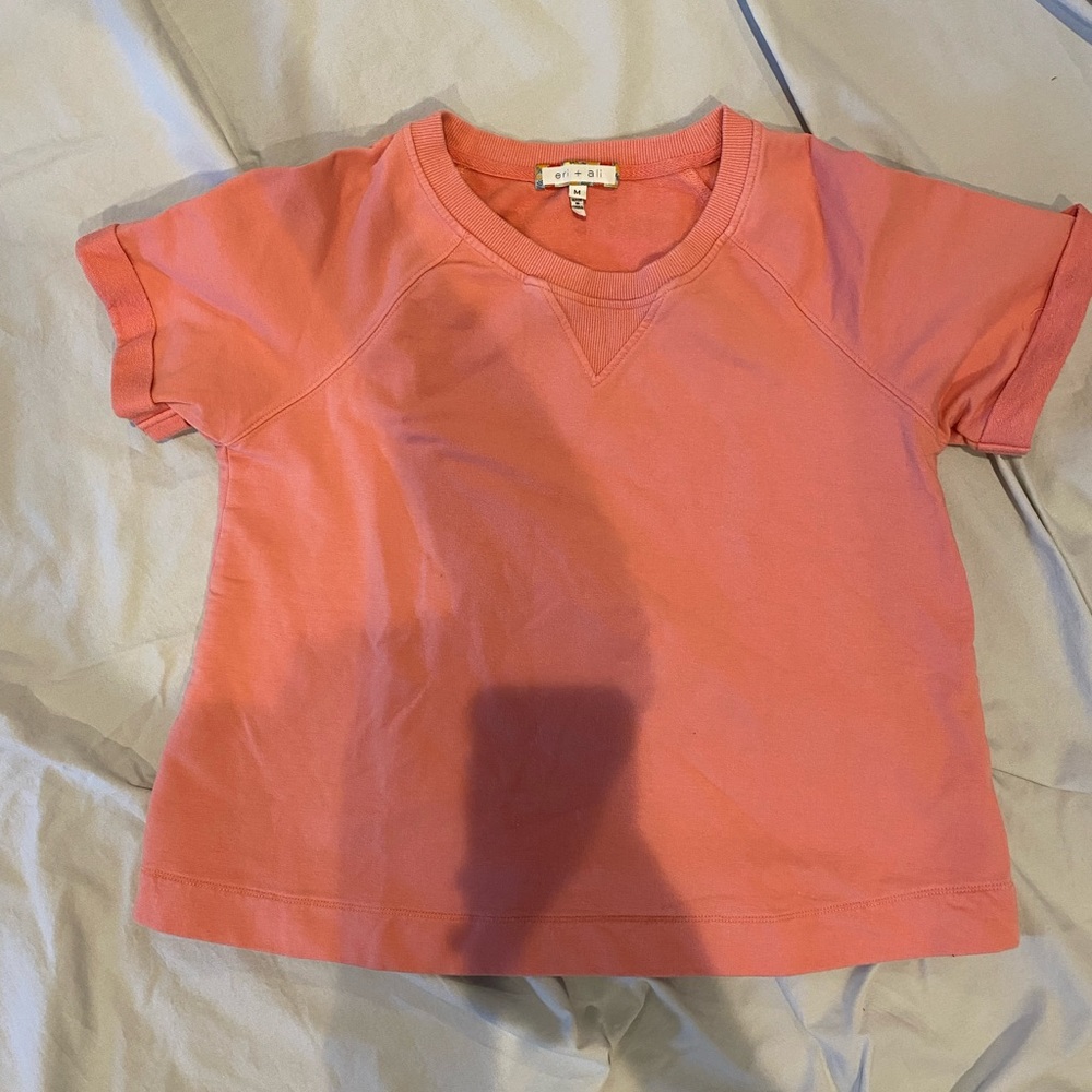 Anthropologie eri + ali Coral Short Sleeve Sweatshirt